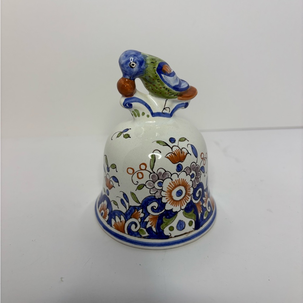 Hand-Painted Ceramic Bell with Parrot Design